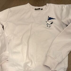 Aeropostale White Crewneck Sweater with Blue Flag Design